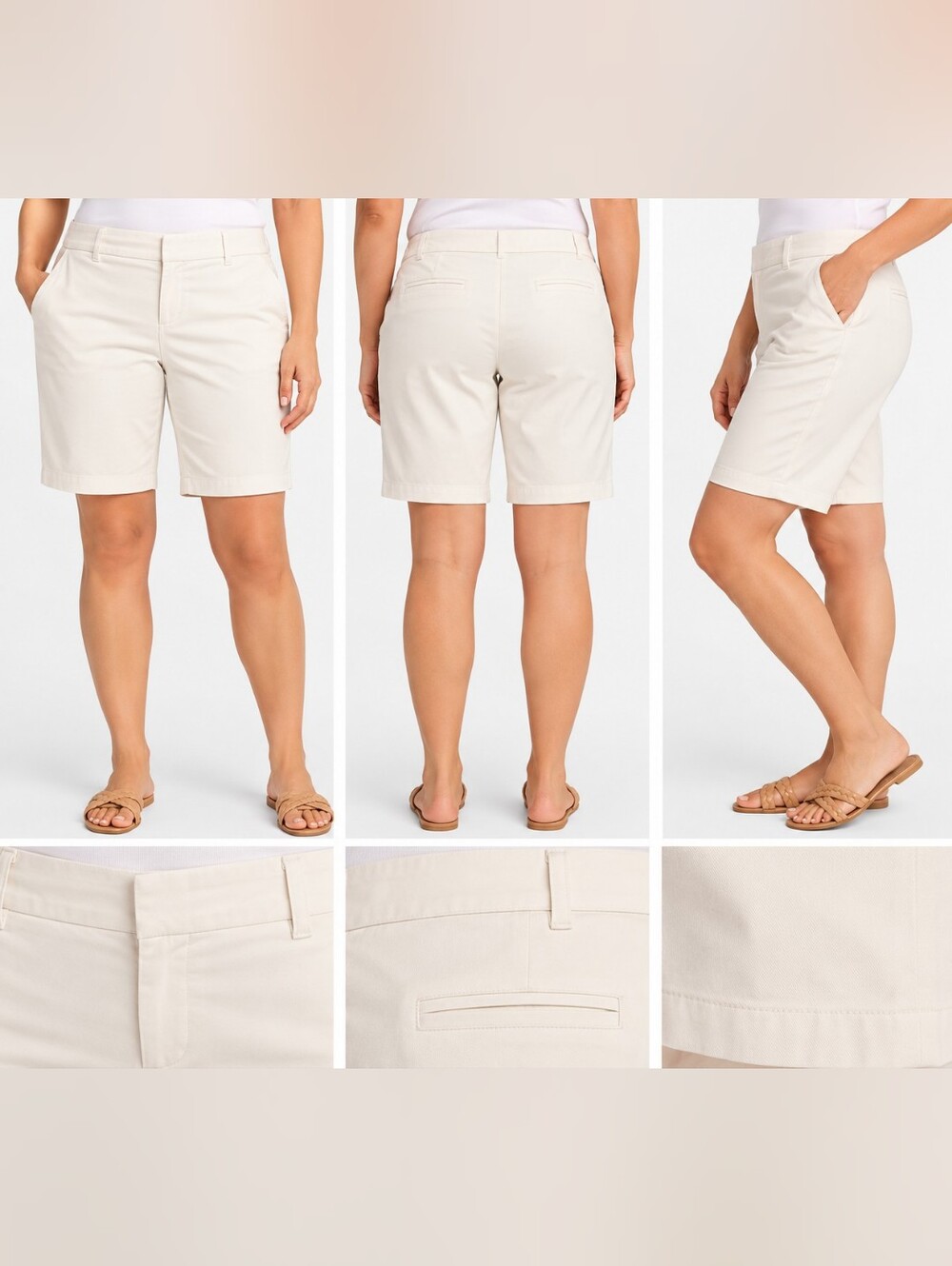 🤍 Liz Claiborne White Bermuda Shorts Size 14 Stretch Classic Chino